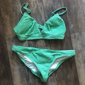 JCREW Green Gingham Bikini swimsuit size medium